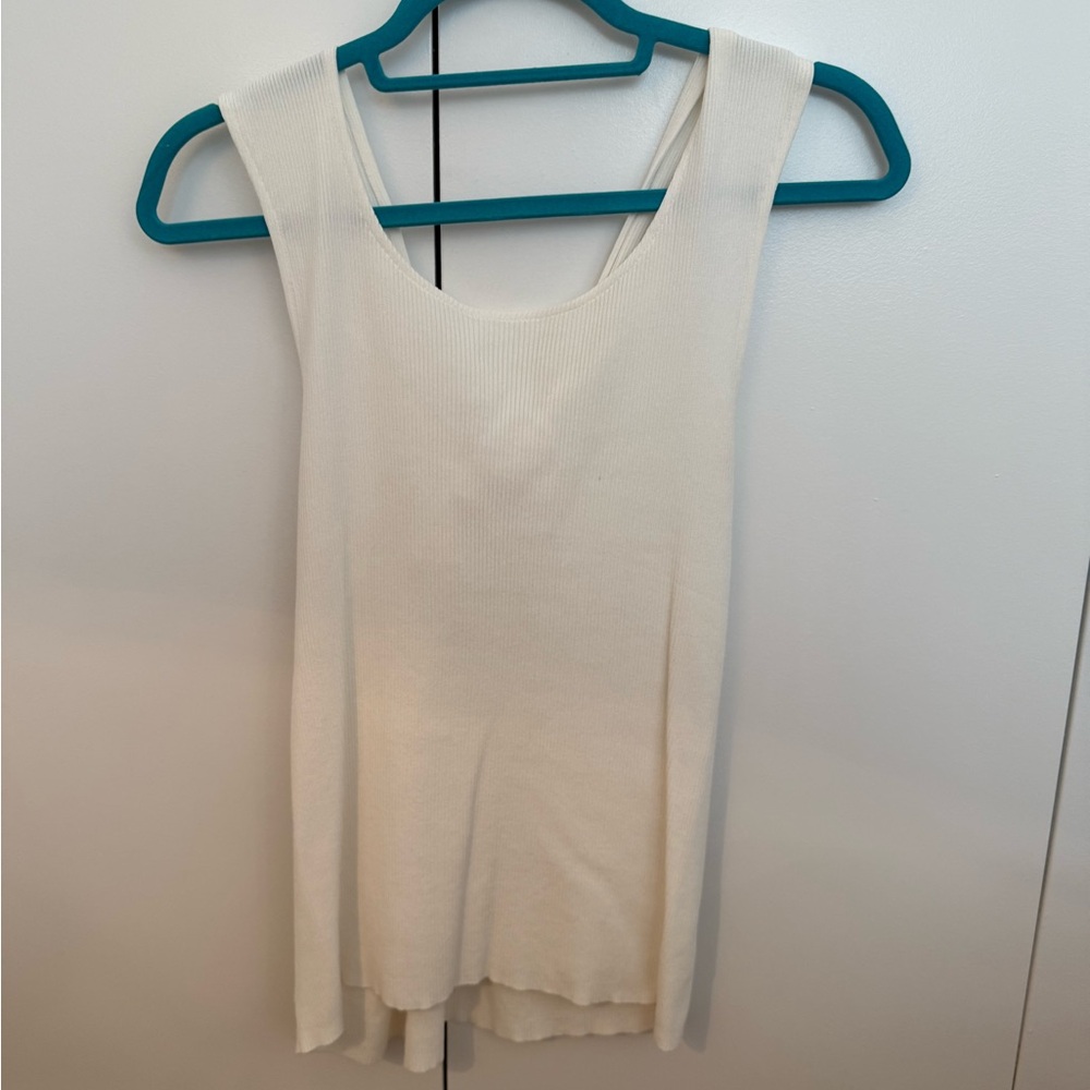 Maje Cream Sleeveless Top with fun back!